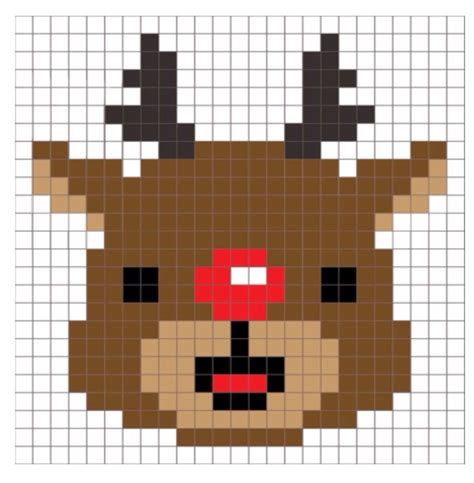 christmas pixel art|pixel art christmas reindeer.